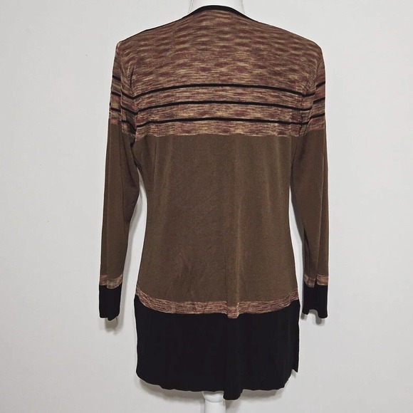 EXCLUSIVLEY MISOOK Twin Set Tank Top Sz S Knit Cardigan Sz XS Brown Stripe Fall - Picture 3 of 12